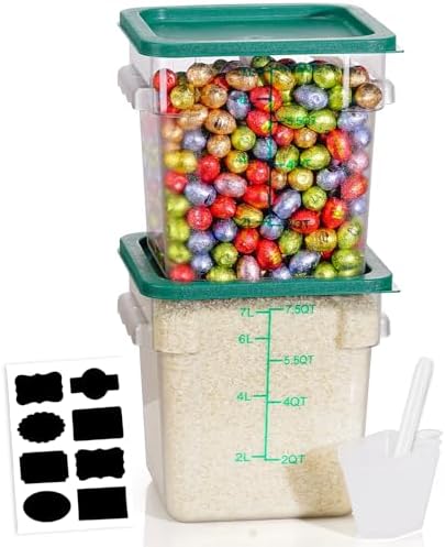 8QT 2PCS NSF Commercial Clear Food Storage Containers with Lids(GREEN)