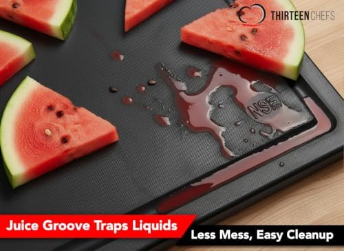 Extra Large Cutting Board 24x18, Meat Carving Juice Groove, Black Plastic