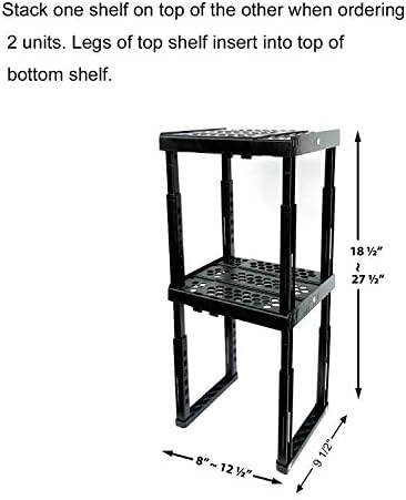 Locker Organizer Shelf， Adjustable Width and Height, Ideal Locker for School, Office, and Gym Lockers (Black)