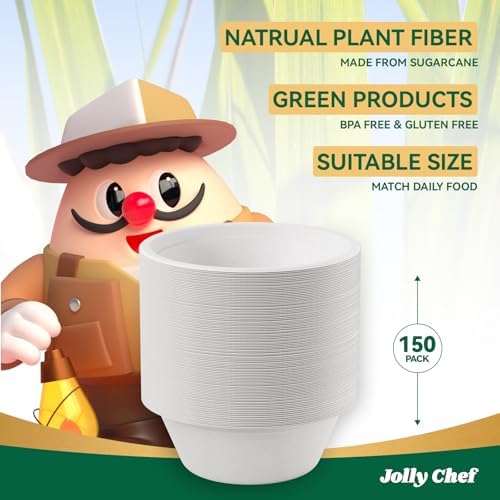 Compostable Disposable Paper Bowl 12 oz Heavy Duty Soup Containers 150 Pack