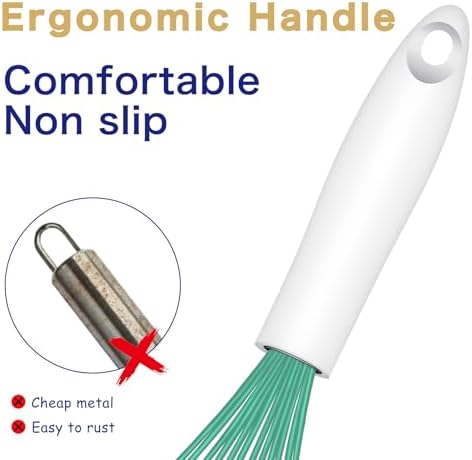 OYV Teal Silicone Whisk Set of 3, 8/10/12 Inch, Dishwasher Safe, Aqua