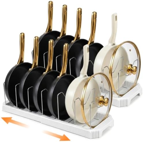 2 Pack Expandable Pot and Pan Organizer Rack for Kitchen Cabinet