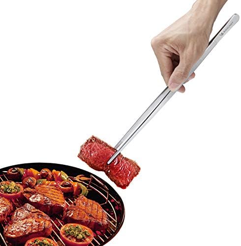 12 Inch Kitchen Tweezers Fine Tweezer Tongs, MSY BIGSUNNY Stainless Steel Food Tweezers Multi-function Precision Serrated Tips Cooking Tongs Kitchen Serving Tong