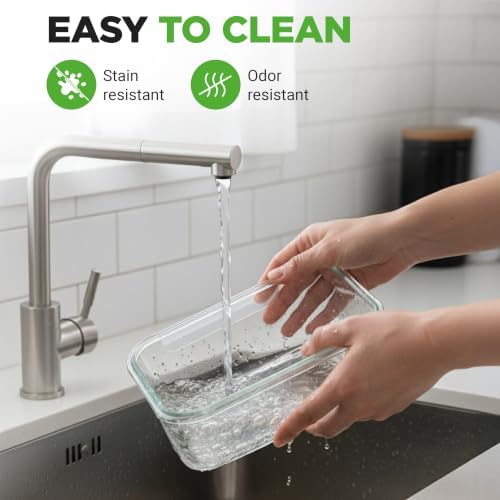 NutriChef 10 Piece Glass Food Storage Containers with Lids – 30 oz Meal Prep Containers Reusable Glass – Airtight Lunch Containers for Food Storage – Freezer to Oven Safe - Green