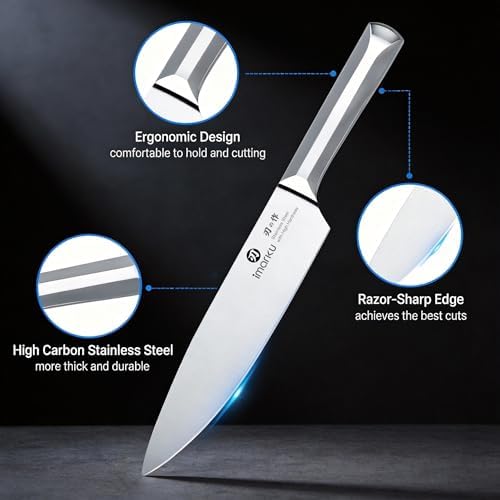 imarku 16PCS High Carbon Stainless Steel Kitchen Knife Set with Wood Block