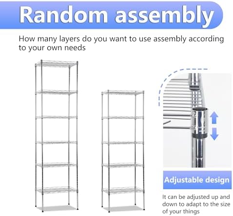BestOffice | 6-Tier Wire Shelf | 17" x 12" x 64" | Chrome