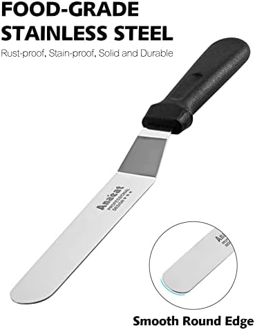 Anaeat Icing Spatulas, Set of 3 Professional Cake Angled Offset Spatula with 4", 6", 8" Stainless Steel Blades - Thickened Frosting Knife with Plastic Handle for Cake Decorating, Pastry & Baking