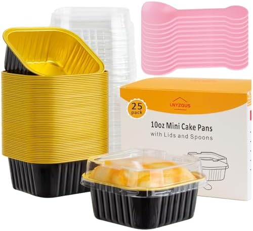 LNYZQUS 10oz Mini Cake Pans with Lids, Small Cinnamon Roll Containers