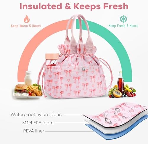 Yarnic Lunch Bag Women Insulated Lunch Box with Water Bottle Holder