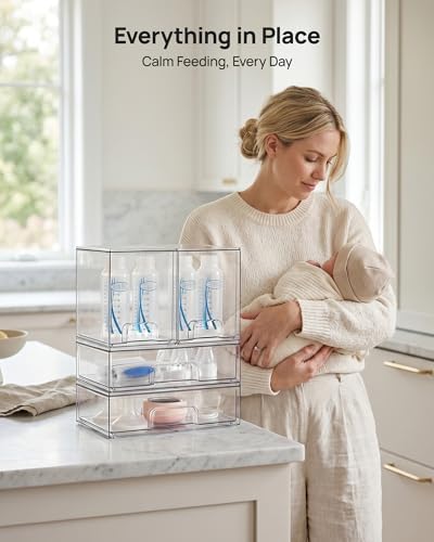 Vtopmart Clear Stackable Storage Drawers Set of 8, Plastic Organizer Bins