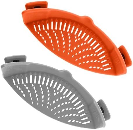 2 Pcs Clip on Strainer, Pot Strainer for Pasta Meat Vegetables Fruit, Silicone Strainers - Fit All Pots and Bowls.