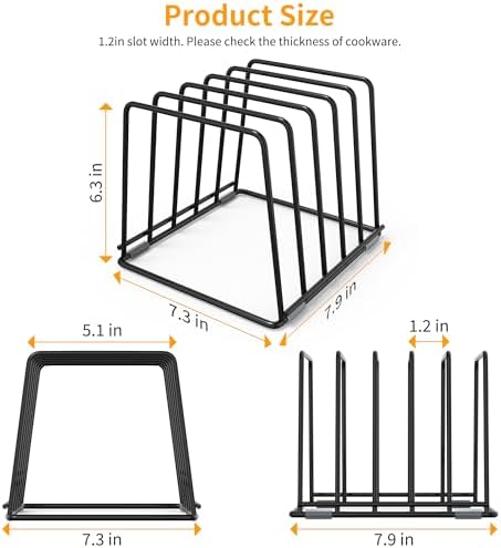 Cutting Board Organizer Kitchen Organizer Rack for Cutting Board, Bakeware, and Cookie Sheet, 5-Slot Heavy-Duty Steel Cookware Holder,Rust-Resistant with Anti-Slip Feet (2, Large)