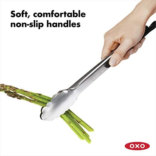 OXO Good Grips 12-Inch Stainless-Steel Locking Tongs & Good Grips 9-Inch Locking Tongs with Nylon Heads