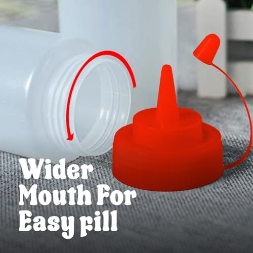 Norcalway 12 oz Condiment Squeeze Bottles for Sauces - Leak Proof - 6 Pack