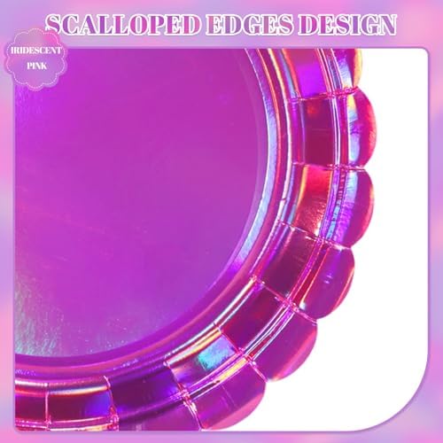 NatNarr 30 Pk Iridescent Pink Plates 9" Halloween Dessert Cake Plates