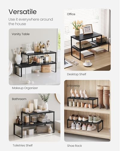 SONGMICS Spice Rack, Expandable Kitchen Countertop Shelf, Steel, Set of 2
