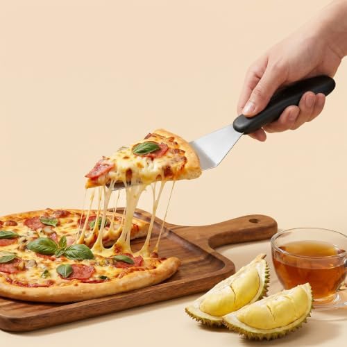 Metal Spatula for Cast Iron Skillet, 7.9 Inch Small Metal Spatula Stainless Steel Flat Top Spatula with Silicone Metal Turner Spatulas for Pancakes, Eggs, Griddle Scraper, BBQ or Desserts