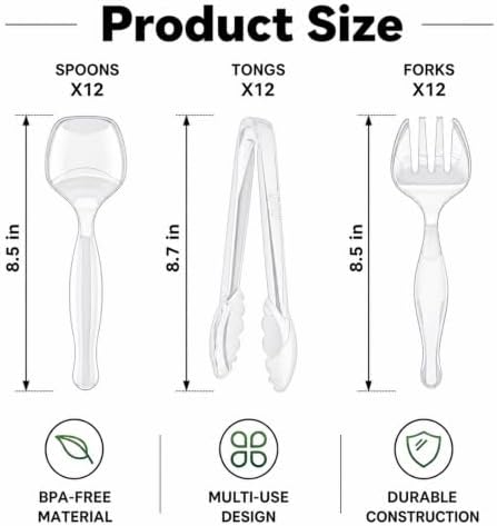 36Pcs Disposable Plastic Serving Utensils Set (Clear)