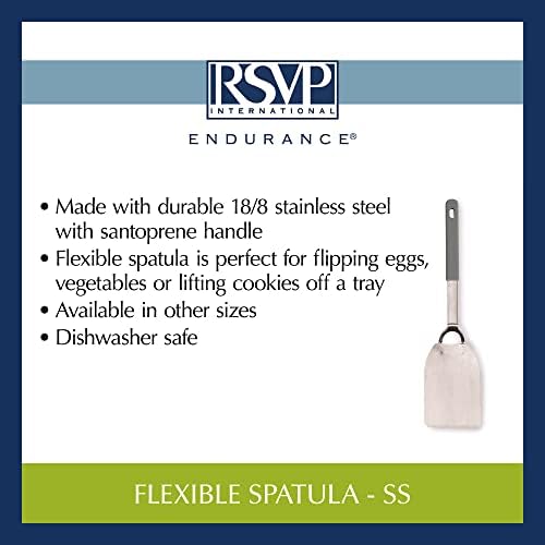 RSVP International Endurance Kitchen Tool Collection Flexible Stainless Steel, Dishwasher Safe, Spatula