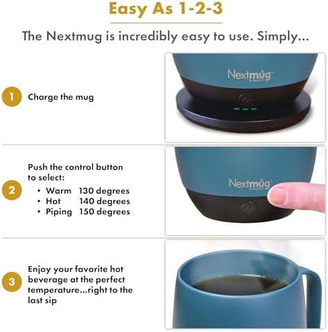 Nextmug Plus - Temperature-Controlled, Self-Heating Coffee Mug