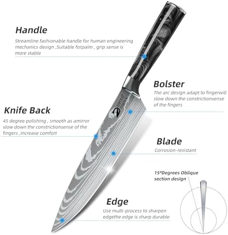 Dfito Chef Knife Sets with Roll Bag, 9 Pieces Professional Knife Set