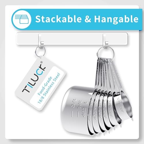 TILUCK Stainless Steel Measuring Cups Set,Kitchen Gadgets for Cooking & Baking,Set of 7