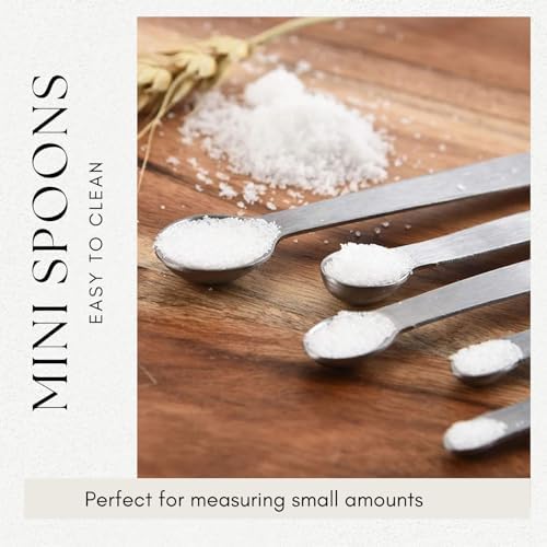 2 Pack Teaspoon Measuring Spoons, 1/4 tsp, 1/8 tsp, 1/16 tsp, 1/32 tsp, 1/64 tsp Mini Measuring Spoons Set, Stainless Steel Cooking Baking Tiny Measuring Spoon for Powders, Spices, Salt
