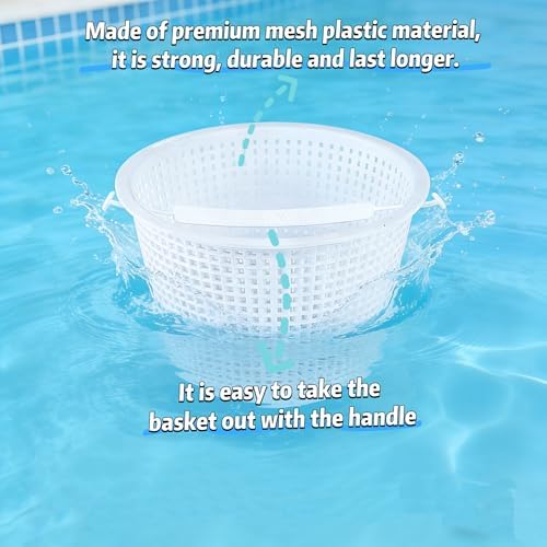 2Pack Pool Skimmer Basket for Inground Pool, 8" Top with Handle