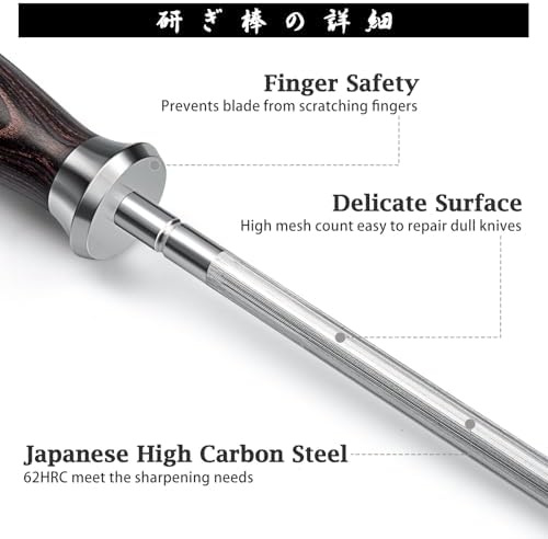 HOSHANHO Honing Rod, 10 Inch Professional Kitchen Knife Sharpener Rod