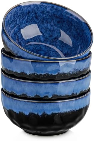 vancasso Starry 24oz Bowls for Soup, Ceramic Blue bowls Set of 4