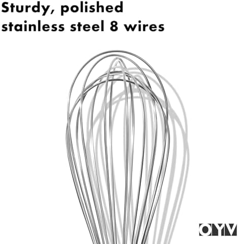 OYV 18/10 Stainless Steel Whisk, Ergonomic Handle, Dishwasher Safe Metal Whisk, Professional Wisk for Kitchen Cooking, Perfect for Blending, Whisking, Baking, and Beating, 10-Inch Wire Wisk