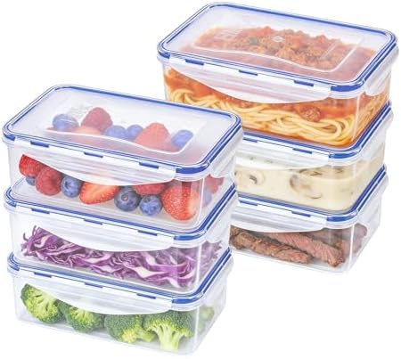 KIGI Reusable Meal Prep Containers, Leakproof, 6-Pack (4.81 Cup)