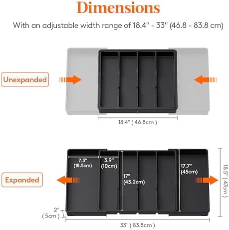 Lifewit Utensil Organizer for Kitchen Drawers, Expandable Utensil Tray
