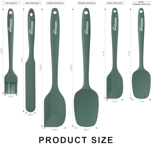 NileHome 6 Pieces Silicone Spatula Set with Silicone Brush,Mixing-Green