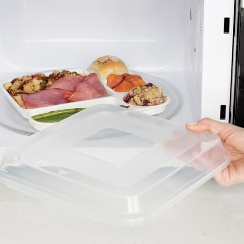 Nordic Ware Divided Meal Tray with Lid, White, Microwave Safe Polypropylene
