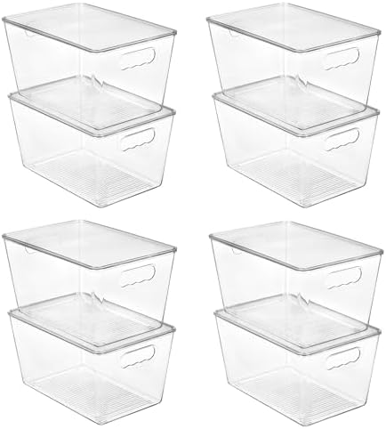 Vtopmart 8 Pack Clear Stackable Storage Bins with Lids and Handles, Large
