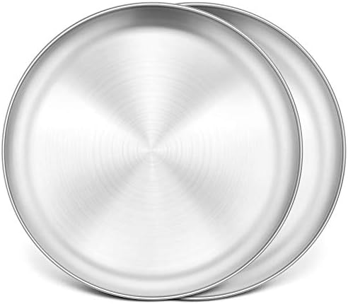 P&P CHEF Pizza Pan Set of 2, 13.5 Inch Stainless Steel Pizza Tray, Silver