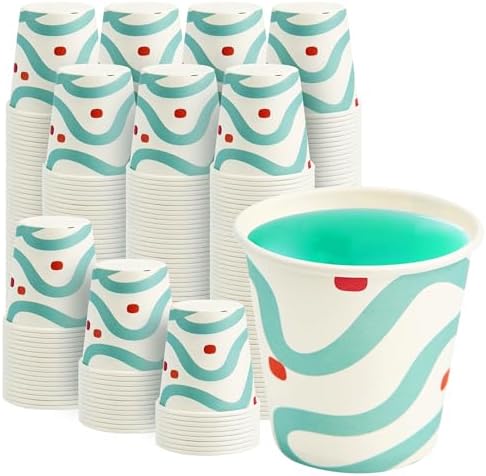 RACETOP 3 oz Bathroom Cups 300 Pack, Small Paper Cups, White Lines