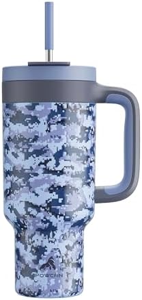 40 oz Camo Tumbler with Handle, 2-in-1 Straw and Sip Lid, Leakproof, Dishwasher Safe, Insulated Stainless Steel Travel Coffee Mug, Keeps Cold for 34 Hours, Fits in Car Cup Holder (Navy Digital)