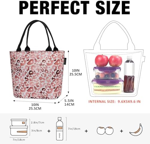Aosbos Lunch Tote Bag,Insulated Lunch Bag For Women,Work,Office, Leopard