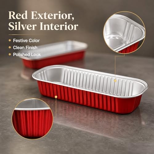 50 Pack Red 6.8oz Mini Cake Pans with Lids, Spoons and Stickers