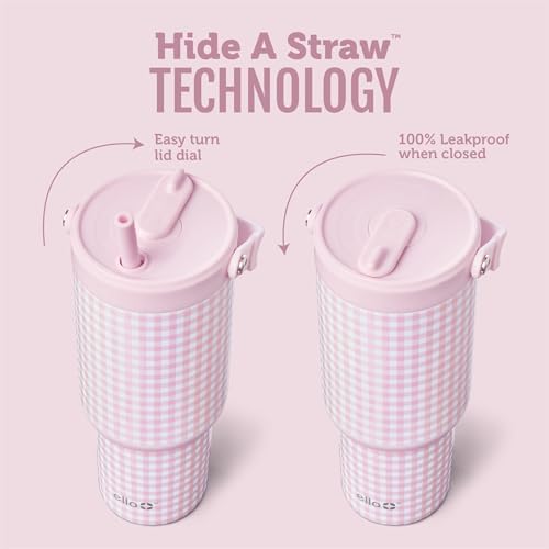 Ello Oasis Go+ 32oz Insulated Stainless Steel Tumbler with Straw, Pink