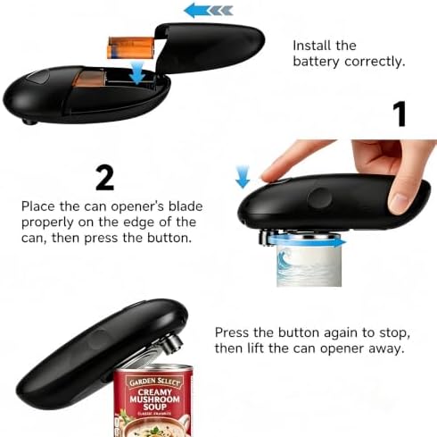 Electric Can Opener, One Touch Automatic Smooth Edge for Seniors