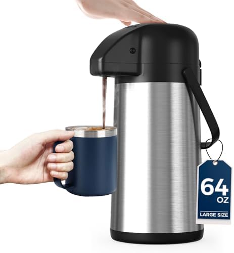Coffee Carafe for Keeping Hot, 64OZ Airpot Coffee Dispenser with Pump