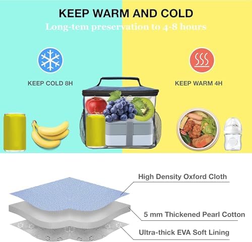 ExtraCharm Insulated Lunch Bag for Women/Men with Adjustable Shoulder Strap