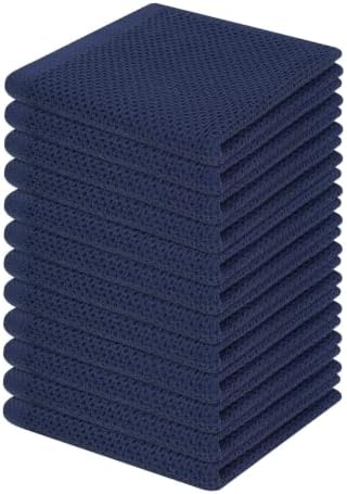 Homaxy 100% Cotton Waffle Weave Kitchen Dish Cloths 12-Pack, Dark Navy