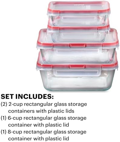 Pyrex Freshlock (4-Pack) Mixed Sized Glass Food Storage Containers Set