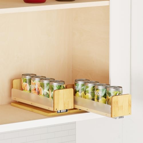 SpaceAid Bamboo Pull Out Spice Rack Organizer for Cabinet, Heavy Duty Slide Out Seasoning Kitchen Pantry Sliding Vertical Organization, 7.3" Wide, 2 Drawers(3" Wide), 1-Tier, Natural
