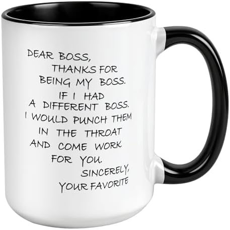 Dear Boss Mug Punch Throat,Worlds Best Boss Mug,Funny Coffee Cup