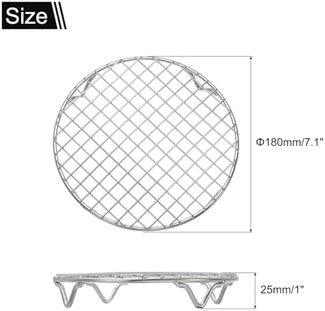 uxcell Round Cooking Rack 7.1 Inch Dia Stainless Steel Wire Cooling Steamer Rack for Baking Canning Cooking Roasting Cooling Grilling Drying, Silver
